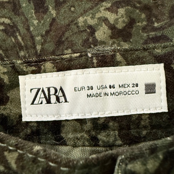 Zara Velvet Paisley Printed Pants | 6 | Green - Picture 6 of 7